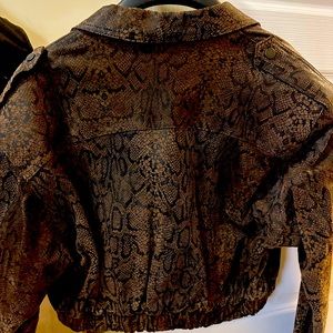 Snake skin embossed leather jacket